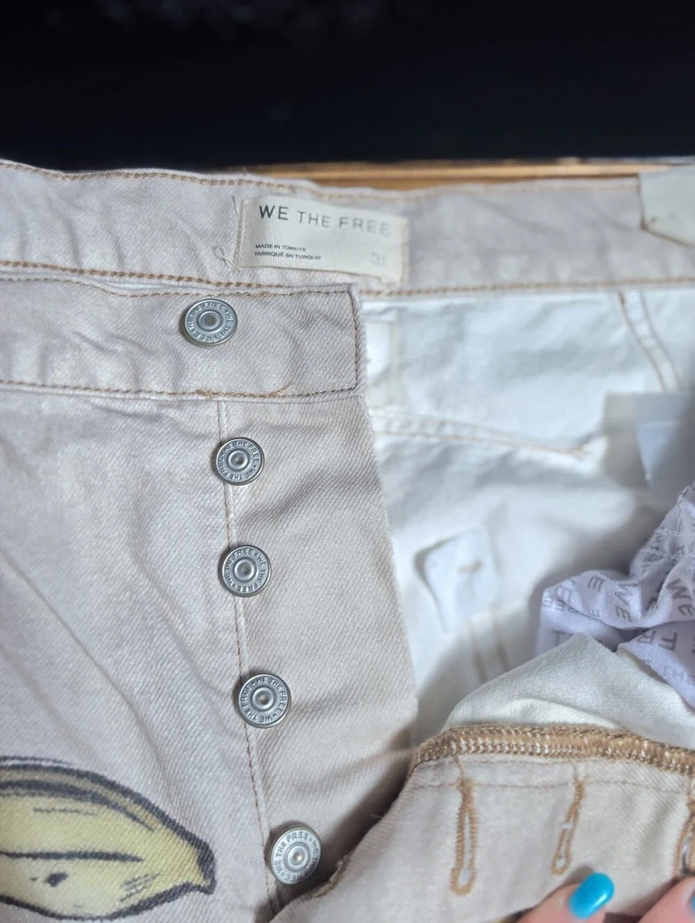 NWT We The Free Good Luck Printed Barrel Jeans in Go Bananas - Picture 14 of 16